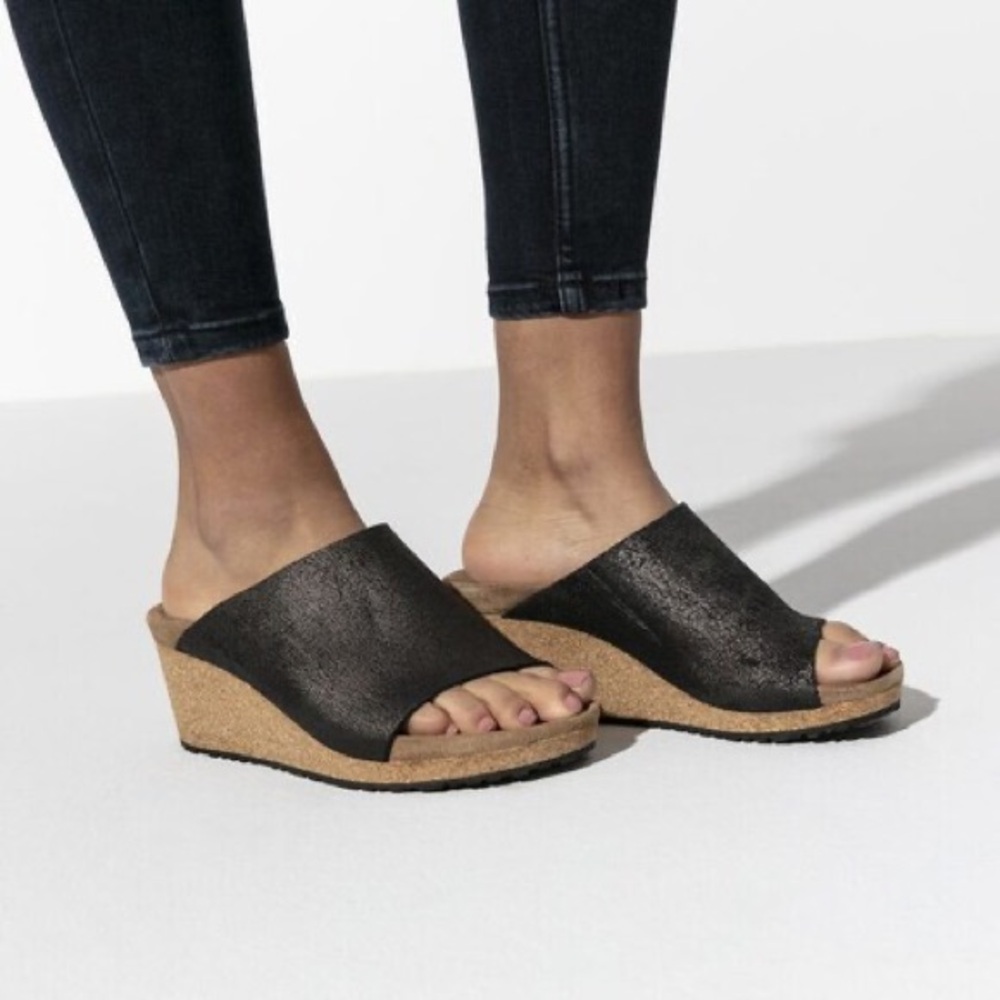 Birkenstock Namica Metallic suede wedge sandal